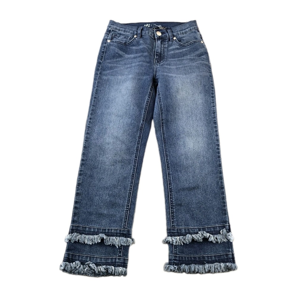 Diane Gilman DG2 Women's Cropped Denim Jeans  Double Frayed Hem 26" X 25" SZ 4